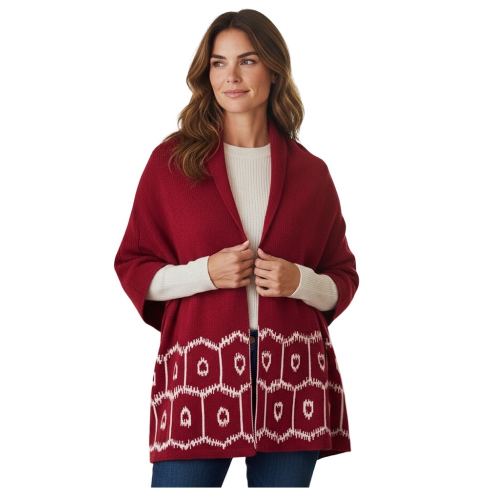 Chill by Nooks Wine & Cream Poncho Wrap